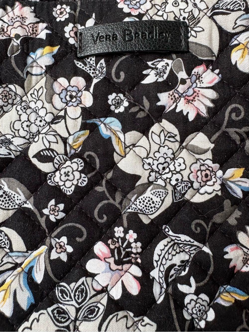 Vera Bradley Black Floral Quilted Tote with Subtle Accents- Midnight Wildflowers - Picture 3 of 8